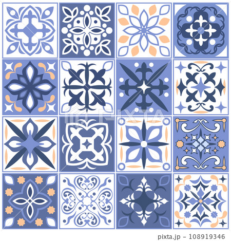 スペインタイルデザインセットのイラスト素材 [108919346] - PIXTA