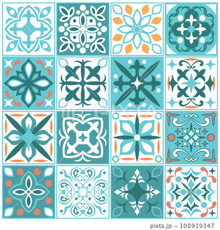 スペインタイルデザインセットのイラスト素材 [108919347] - PIXTA