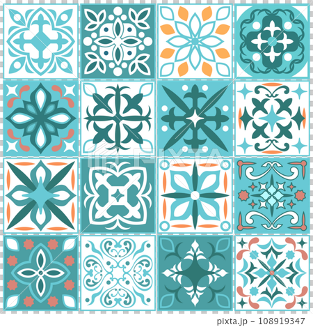 スペインタイルデザインセットのイラスト素材 [108919347] - PIXTA