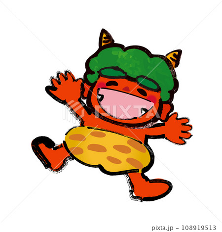 喜んでいるポップな節分の赤鬼(小鬼)のイラスト素材 喜んでいるポップな節分の赤鬼(小鬼)のイラスト素材 108919513