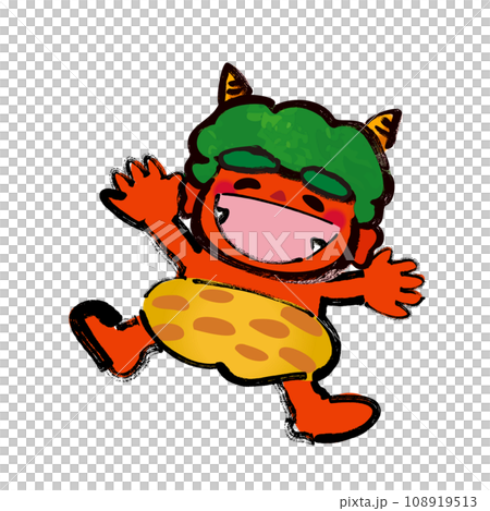 喜んでいるポップな節分の赤鬼(小鬼)のイラスト素材 喜んでいるポップな節分の赤鬼(小鬼)のイラスト素材 108919513