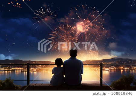 花火大会を楽しむ親子の後ろ姿 AI生成画像 AI画像 花火大会を楽しむ親子の後ろ姿 AI生成画像 AI画像 108919846