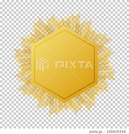 Hexagonal background frame illustration with golden decoration Hexagonal background frame illustration with golden decoration 108920348