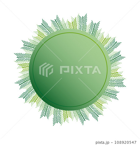 緑色の装飾のある円形の背景フレームイラスト 108920547