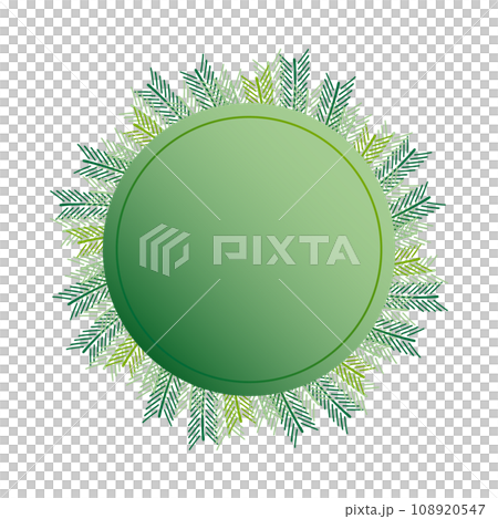 緑色の装飾のある円形の背景フレームイラスト 108920547