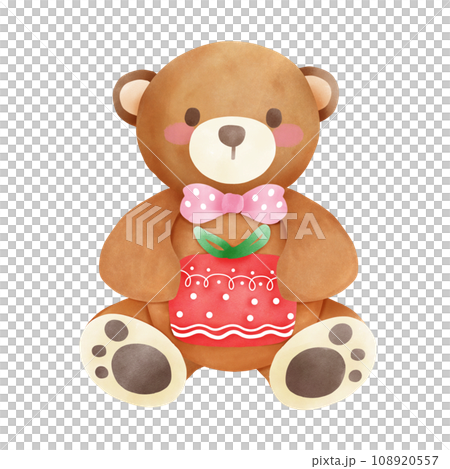 Brown bear with Christmas gift box 108920557