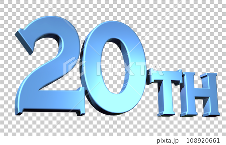 3DCG文字「20th /20番目」ブルー,青 3DCG文字「20th /20番目」ブルー,青 108920661
