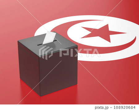 Ballot box with the flag of Tunisia 108920684