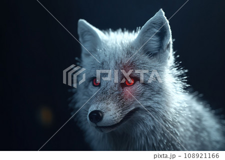 Image of white fox with red eyes on a clean background., Wildlife Animals. 108921166