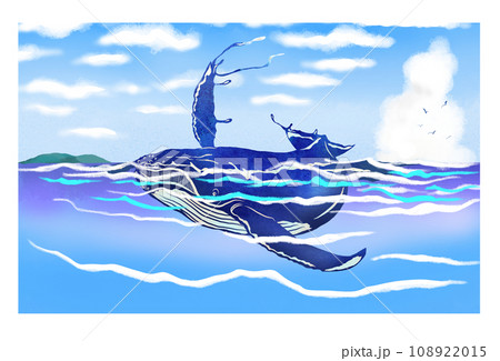 入道雲と鯨の風景画 108922015