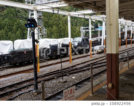 黒部峡谷トロッコ列車で運搬されている車の写真 108922456