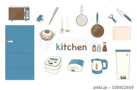色々な種類のキッチン用品のイラストセット 108922609