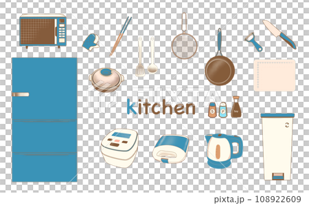 色々な種類のキッチン用品のイラストセット 108922609