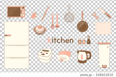 かわいいキッチン用品のイラストセット 108922610