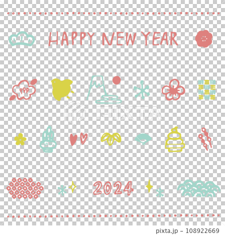 2024 New Year's card illustration square 2024 New Year's card illustration square 108922669
