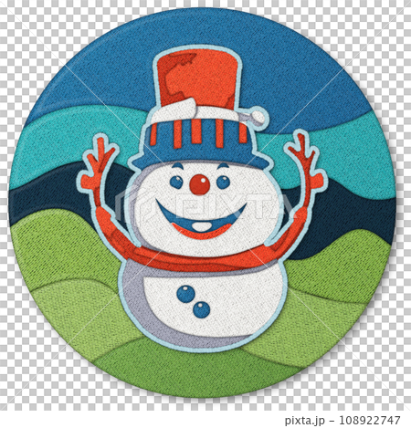 Snowman Patchwork Clipart in circle 108922747