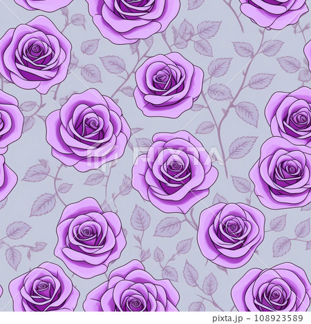 無限タイル／薔薇の壁紙　パープル　4 108923589
