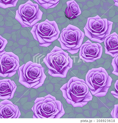 無限タイル／薔薇の壁紙　パープル　15 108923618