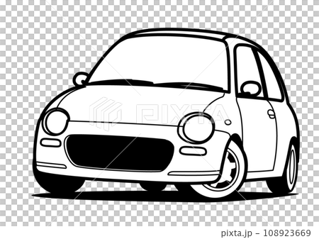 懐かしめ軽自動車 自動車イラスト ぬり絵風 懐かしめ軽自動車 自動車イラスト ぬり絵風 108923669