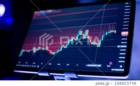 Financial chart with up trend line graph. Wealth management with risk diversification concept. 108923736