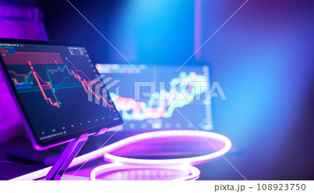 Economic graph with diagrams on the stock market, for business and financial concepts 108923750