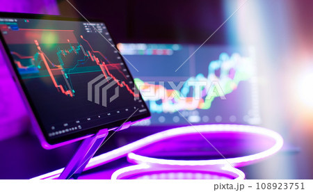 Economic graph with diagrams on the stock market, for business and financial concepts 108923751