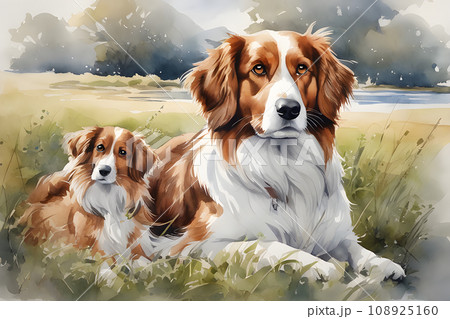 watercolor picture of a cute dog watercolor picture of a cute dog 108925160