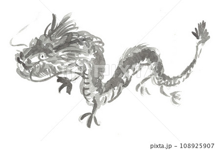 墨絵風の辰年イラスト231119pix7 108925907