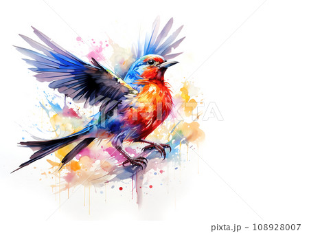 Image of painting painted bunting bird on a...のイラスト素材 ...