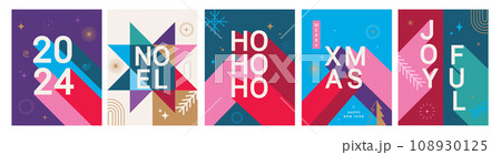 2024 New year flyers, set of greeting banners. 108930125