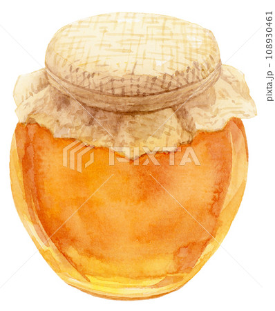 蜂蜜がたっぷり詰まった瓶　水彩イラスト 108930461