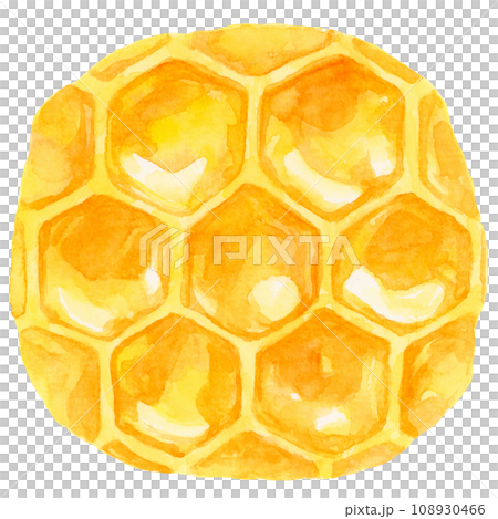 はちみつがたっぷり詰まったハニカム　水彩イラスト 108930466