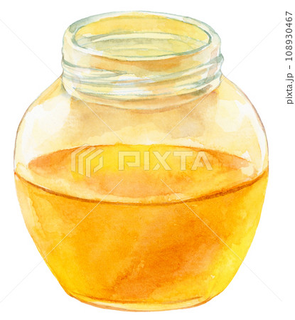 はちみつ入り瓶 水彩イラスト はちみつ入り瓶 水彩イラスト 108930467