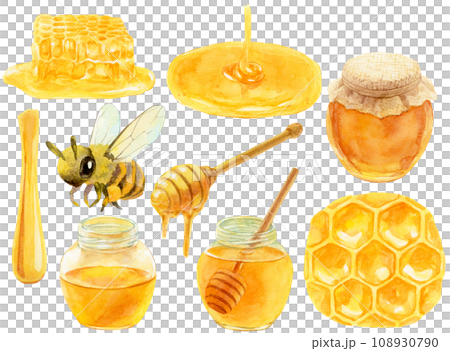 蜂蜜材質收集水彩插圖 108930790