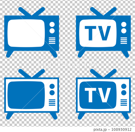 復古電視圖示設定藍色 108930912