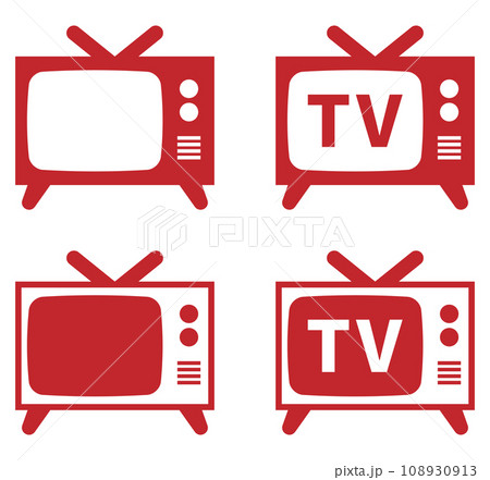 レトロなテレビのアイコンセット 赤 レトロなテレビのアイコンセット 赤 108930913