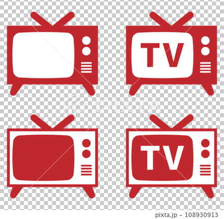 レトロなテレビのアイコンセット 赤 レトロなテレビのアイコンセット 赤 108930913