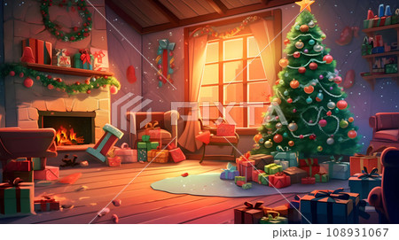 西日のあたった夕方の大きなクリスマスツリー 西日のあたった夕方の大きなクリスマスツリー 108931067