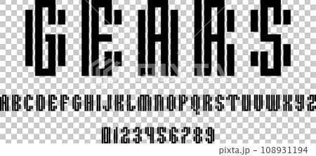 Set of alphabets font letters and numbers Set of alphabets font letters and numbers 108931194