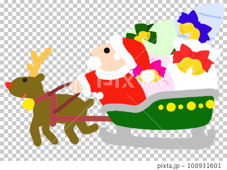 プレゼントを運ぶサンタクロースのイラスト 108931601