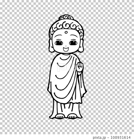 お釈迦様(1・笑う1・モノクロ お釈迦様(1・笑う1・モノクロ 108931614