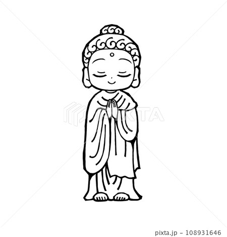 お釈迦様（合掌・瞑目・モノクロ 108931646