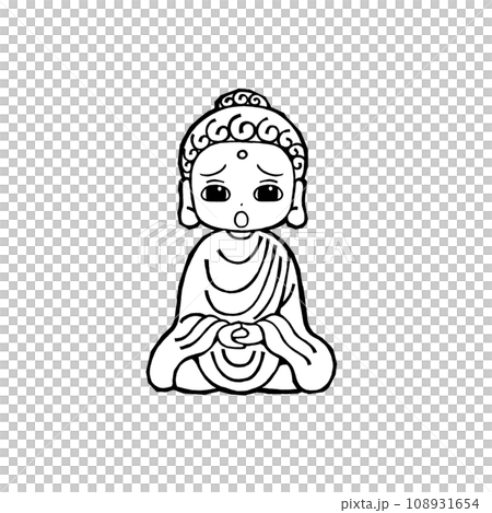 お釈迦様（座・困る2・モノクロ 108931654