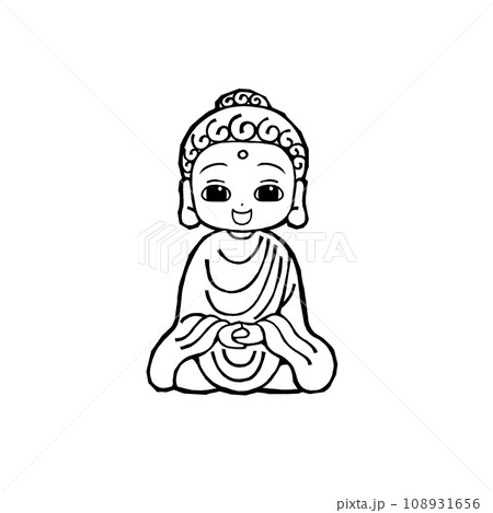 お釈迦様(座・笑う1・モノクロ お釈迦様(座・笑う1・モノクロ 108931656