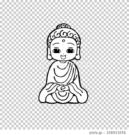 お釈迦様(座・笑う1・モノクロ お釈迦様(座・笑う1・モノクロ 108931656