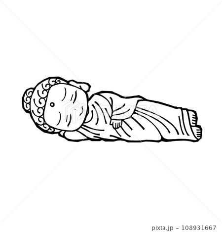 お釈迦様（寝1・困る1・モノクロ 108931667