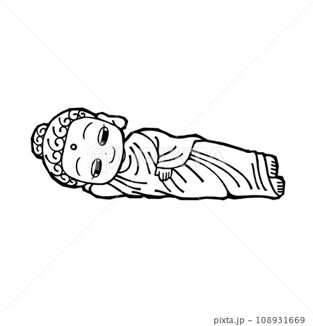 お釈迦様（寝1・とろん・モノクロ 108931669