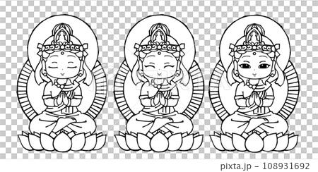 Set, Kannon Bodhisattva, monochrome 108931692