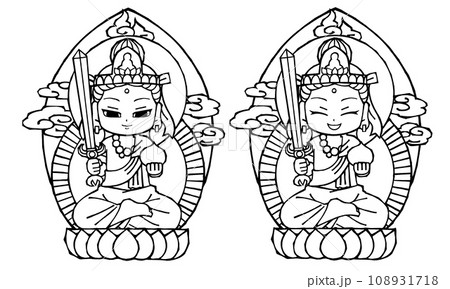 セット・虚空蔵菩薩・モノクロ 108931718