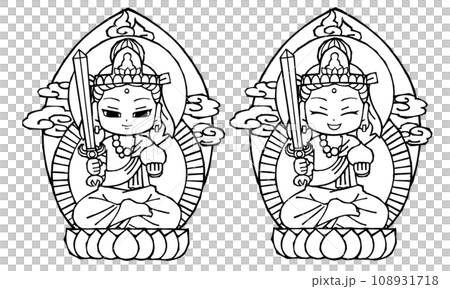 セット・虚空蔵菩薩・モノクロ 108931718